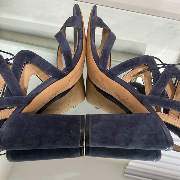 Sam Edelman Lace Up Yardley Suede Leather Navy Blue High Heel Sandals 8.5 US - Picture 11 of 11